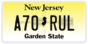 A70RUL license plate in New Jersey