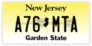 A76MTA license plate in New Jersey