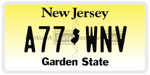 A77WNV  license plate in NJ