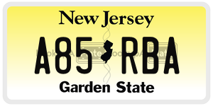 A85RBA  license plate in NJ