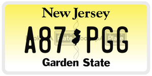 A87PGG  license plate in NJ