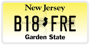 B18FRE license plate in New Jersey