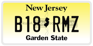 B18RMZ license plate in New Jersey