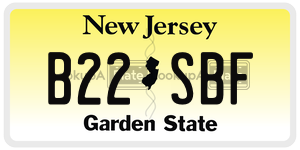 B22SBF license plate in New Jersey