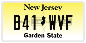 B41WVF  license plate in NJ