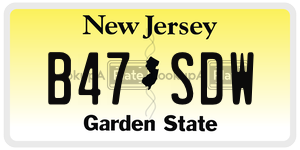 B47SDW license plate in New Jersey