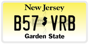 B57VRB  license plate in NJ