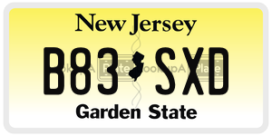 B83SXD  license plate in NJ