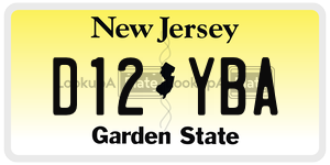 D12YBA license plate in New Jersey