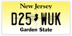 D25WUK license plate in New Jersey