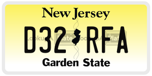D32RFA license plate in New Jersey
