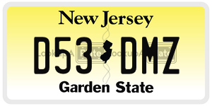 D53DMZ  license plate in NJ