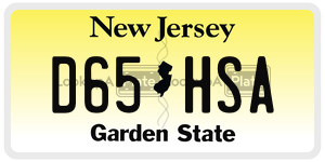 D65HSA license plate in New Jersey