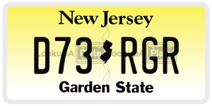 D73RGR  license plate in NJ