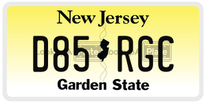 D85RGC  license plate in NJ