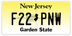 F22PNW license plate in New Jersey