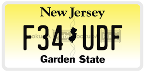 F34UDF license plate in New Jersey