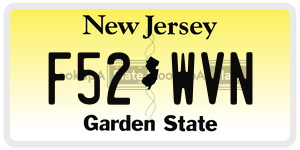 F52WVN  license plate in NJ