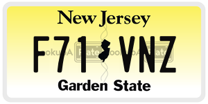 F71VNZ  license plate in NJ