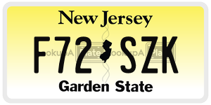 F72SZK license plate in New Jersey