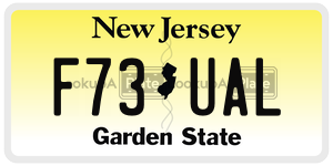 F73UAL license plate in New Jersey