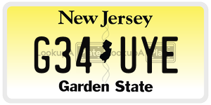 G34UYE license plate in New Jersey