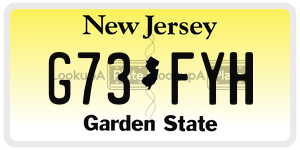 G73FYH  license plate in NJ