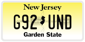 G92UND  license plate in NJ