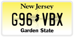 G96VBX license plate in New Jersey