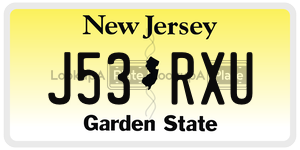 J53RXU license plate in New Jersey