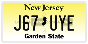 J67UYE license plate in New Jersey