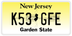 K53GFE  license plate in NJ