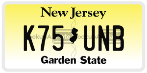 K75UNB license plate in New Jersey