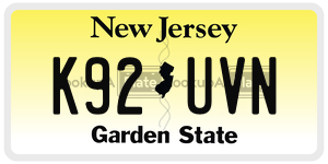 K92UVN license plate in New Jersey