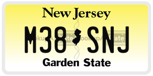 M38SNJ license plate in New Jersey
