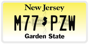 M77PZW license plate in New Jersey