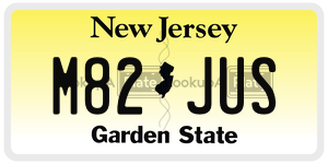 M82JUS license plate in New Jersey