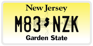 M83NZK license plate in New Jersey