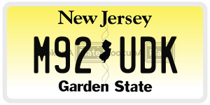 M92UDK license plate in New Jersey