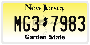 MG37983 license plate in New Jersey