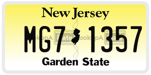 MG71357 license plate in New Jersey