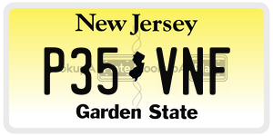 P35VNF license plate in New Jersey