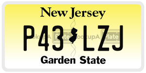 P43LZJ license plate in New Jersey