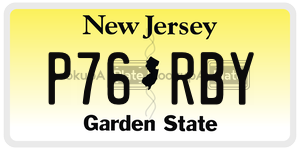 P76RBY license plate in New Jersey