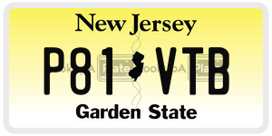 P81VTB  license plate in NJ