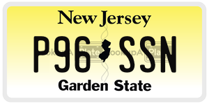 P96SSN  license plate in NJ