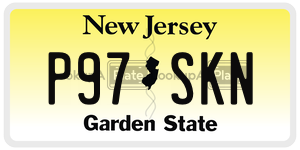 P97SKN  license plate in NJ