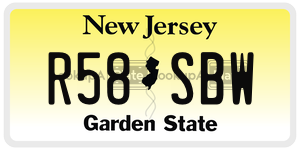R58SBW license plate in New Jersey