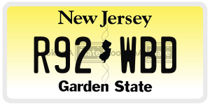 R92WBD  license plate in NJ