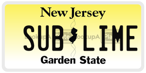 SUBLIME license plate in New Jersey